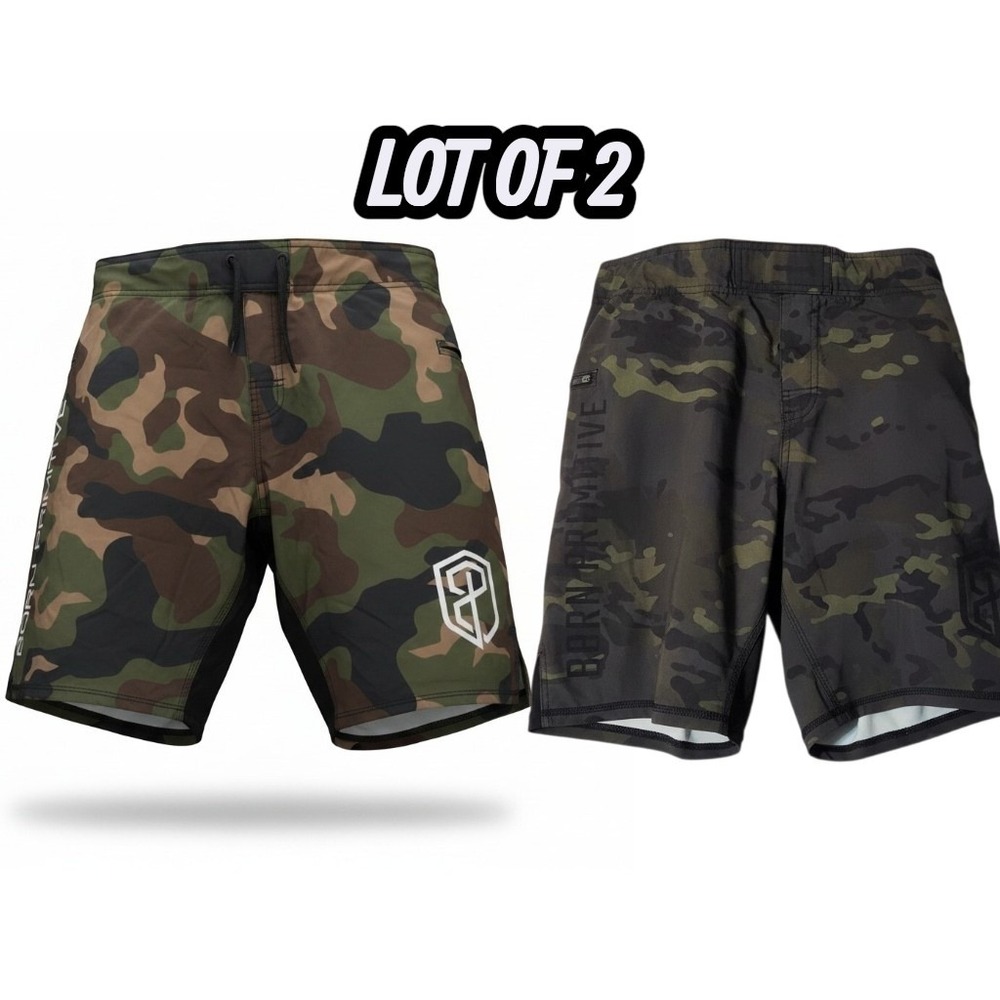 Born Primitive Board Training Shorts Men 38 Camo Lot of 2 Athletic Gym Workout